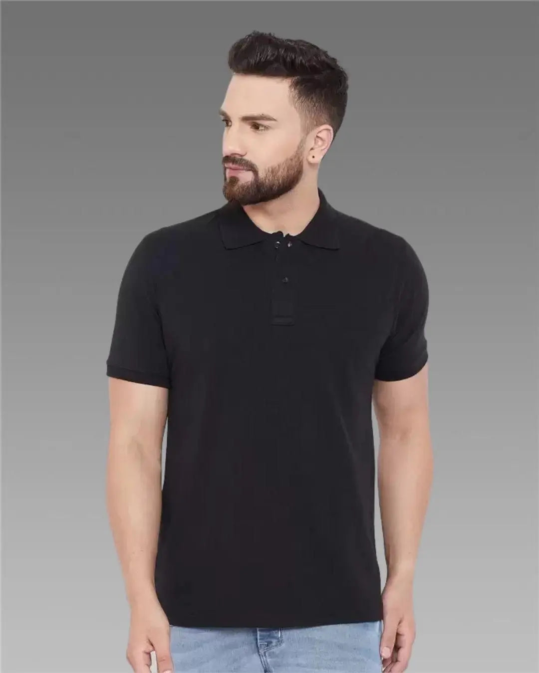 Cotton Blend Solid Half Sleeves Polo T-Shirt rc0six-yy
