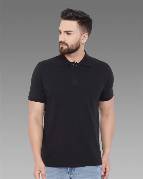 Cotton Blend Solid Half Sleeves Polo T-Shirt rc0six-yy