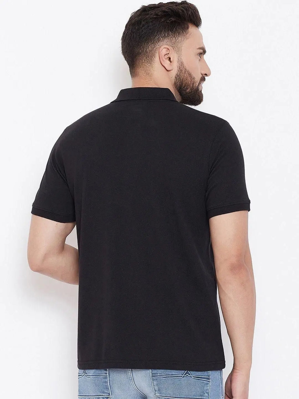 Cotton Blend Solid Half Sleeves Polo T-Shirt rc0six-yy