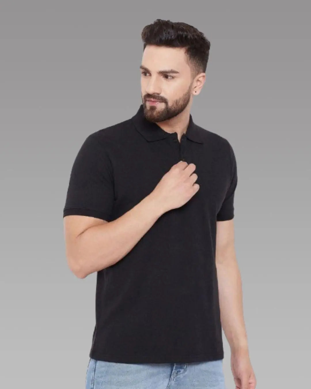 Cotton Blend Solid Half Sleeves Polo T-Shirt rc0six-yy