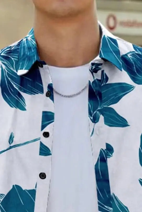 Men's Printed Half Sleeves Regular Collar Casual Shirt rc0six-yy