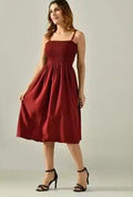 Women's Maroon Fit & Flare Sleeveless Dress rc0six-yy