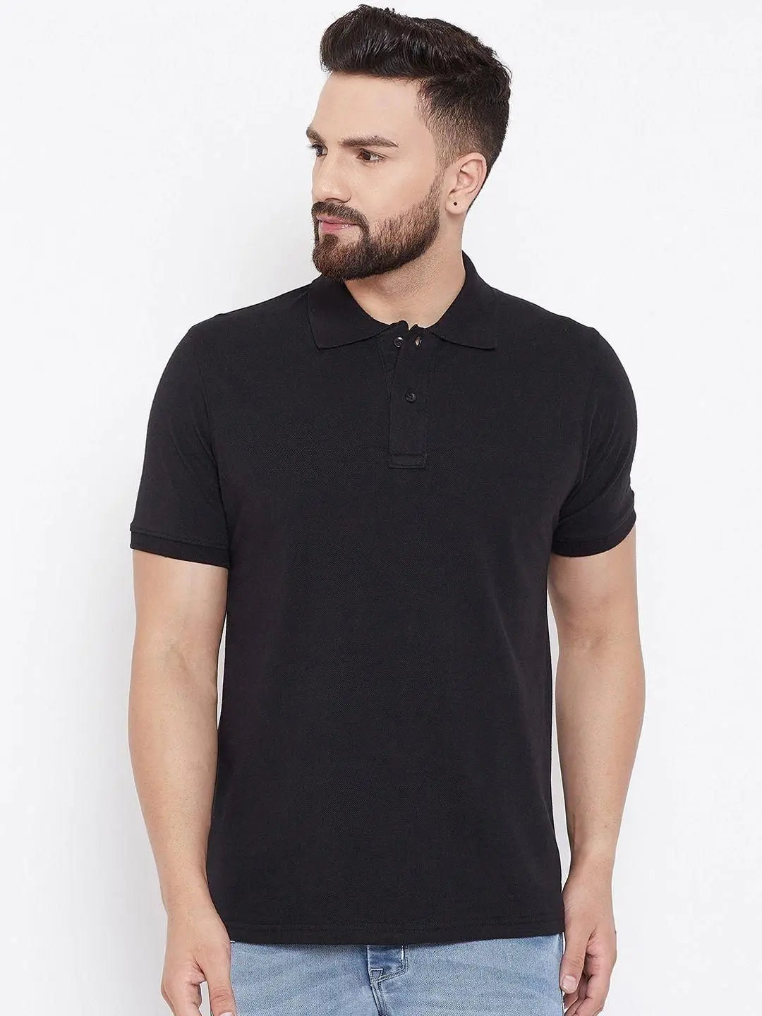 Cotton Blend Solid Half Sleeves Polo T-Shirt rc0six-yy