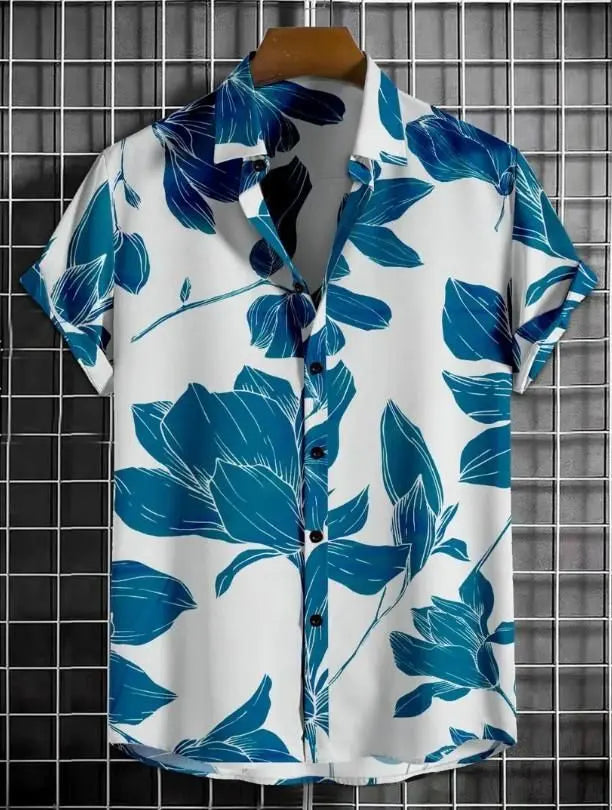 Men's Printed Half Sleeves Regular Collar Casual Shirt rc0six-yy