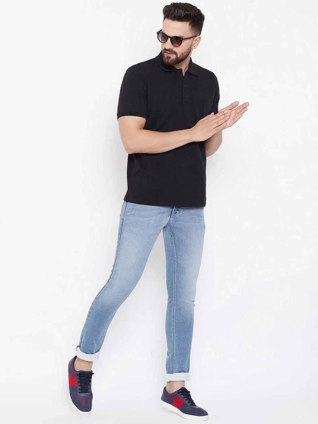 Cotton Blend Solid Half Sleeves Polo T-Shirt rc0six-yy