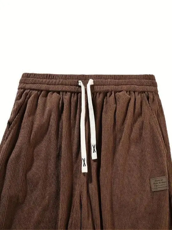 Men's Brown Loose Fit Corduroy Cargo Style Trouser rc0six-yy